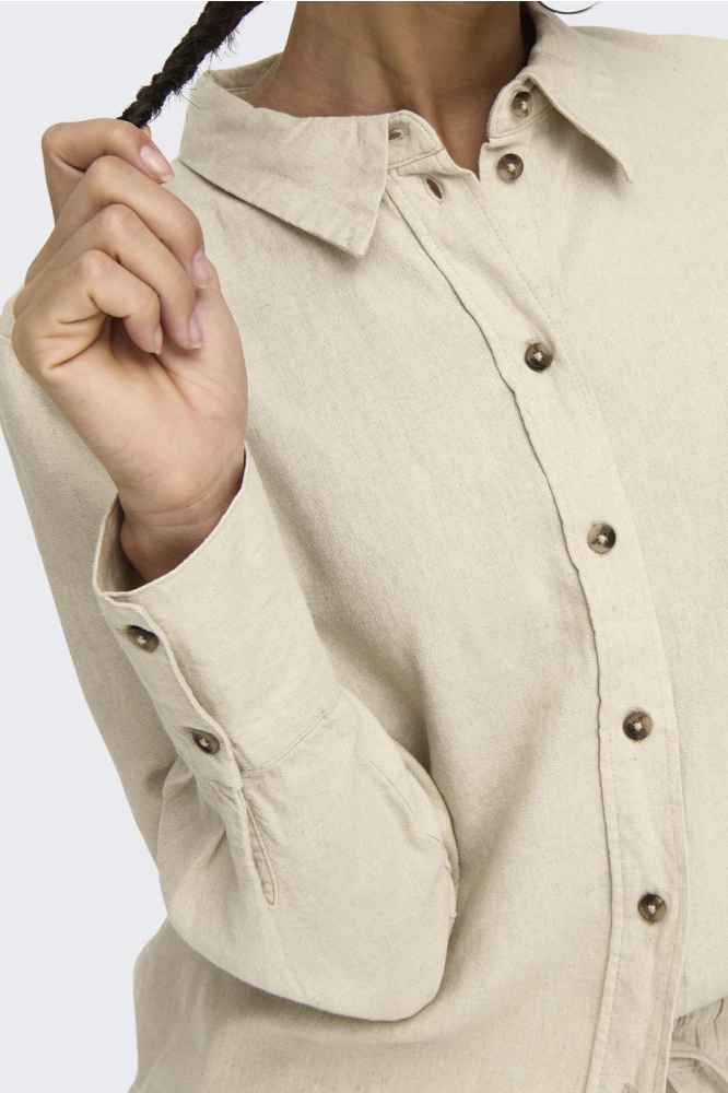 JDYSAY L/S LINEN LOOSE SHIRT WVN NO 15318364 Oatmeal/MELANGE